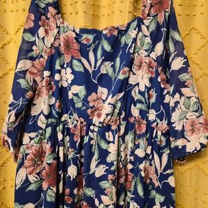 Floral Maxi Dress in Blue and Pink